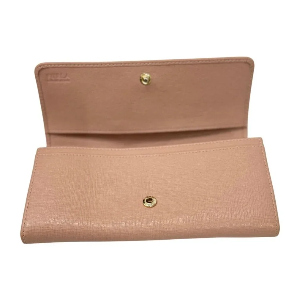 Furla Classic XL Bifold Wallet Dusty Rose Pale Mauve Gold Logo Ladies 7.25 x 4 - Picture 5 of 13